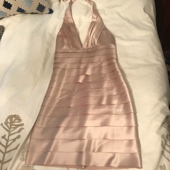 BCBG Max Azria Gold tiered Halter dress size 2 - Picture 2 of 4